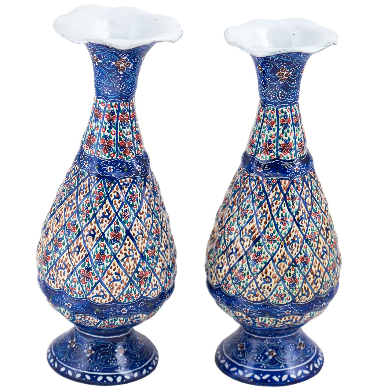 گلدان میناکاری مسی رستا طرح صراحی کد 105-12-102 مجموعه دو عددی