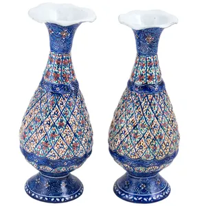 گلدان میناکاری مسی رستا طرح صراحی کد 105-12-102  مجموعه دو عددی