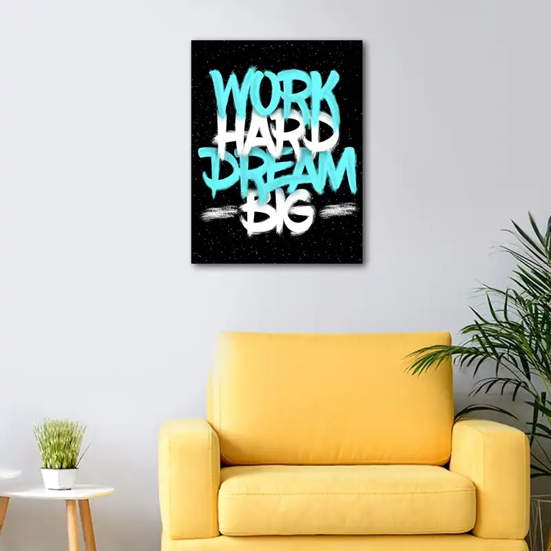 تابلو شاسی عرش مدل نوشته انگیزشی Work Hard  Dream Big کد As2117