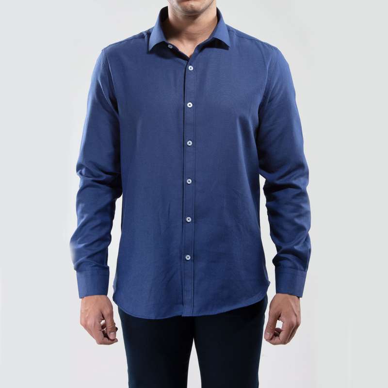 پیراهن آستین بلند مردانه ان سی نو مدل جگوار اسلیم رنگ سرمه ای