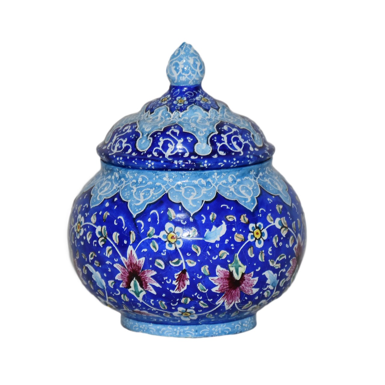 قندان مسی میناکاری شده سی دا طرح اسلیمی خطائی کد MI05003