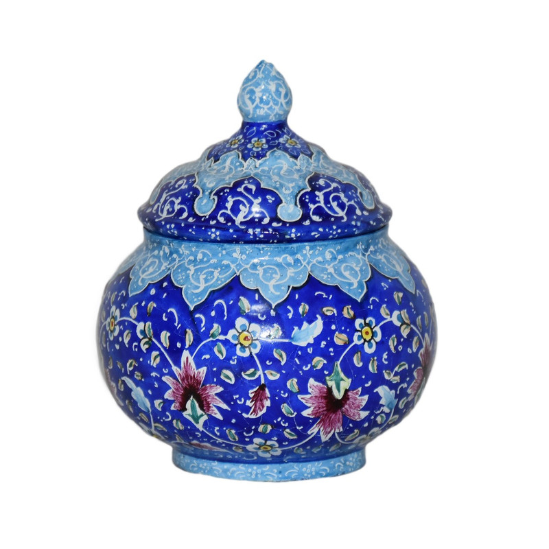 قندان مسی میناکاری شده سی دا طرح اسلیمی خطائی کد MI05003