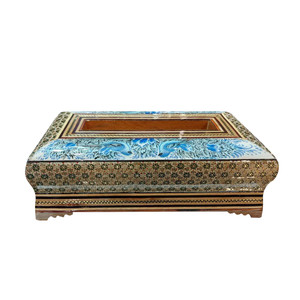 جعبه دستمال کاغذی خاتم کاری چوبی مدل پرداز کد 658