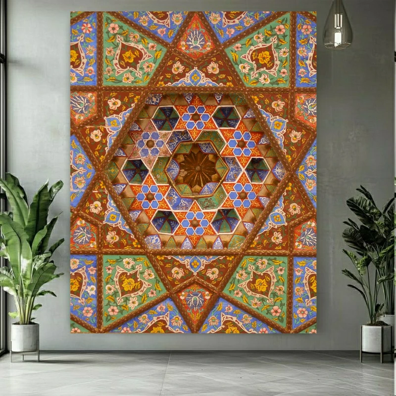 پوستر پارچه ای طرح مخمل  نقوش سنتی مدل هندسه اسلامی کد PY765