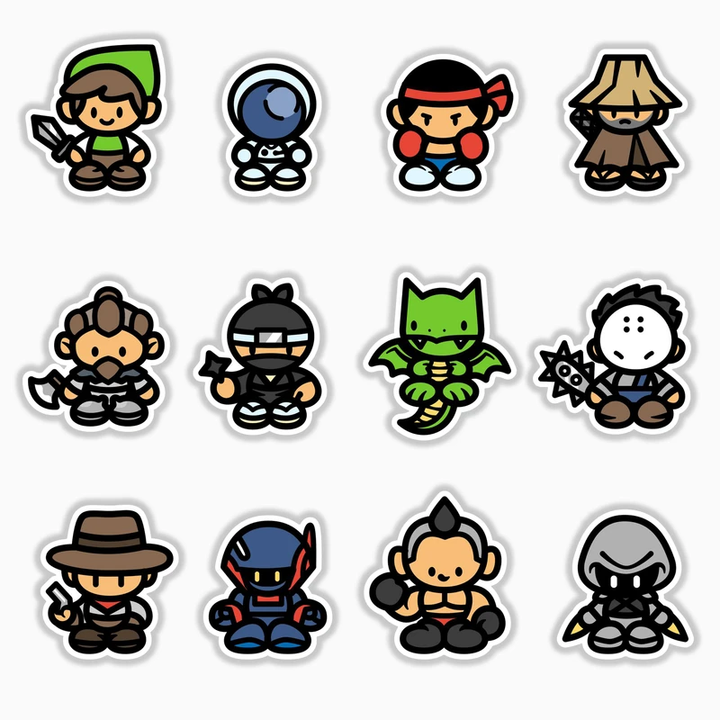 استیکر لپ تاپ و موبایل بووم طرح بازی کامپیوتری مدل Game Character کد MA21 مجموعه 12 عددی