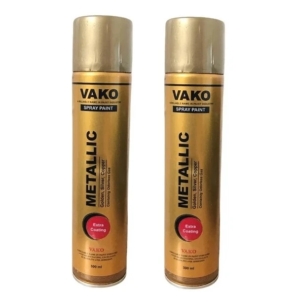اسپری رنگ طلایی واکو مدل متالیک حجم 300 میلی لیتر بسته 2 عددی