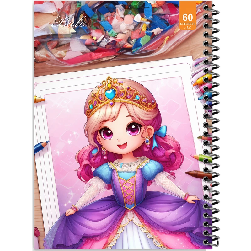 دفتر نقاشی 60 برگ انتشارات بله طرح فانتزی دخترانه طراحی کد A4-O339