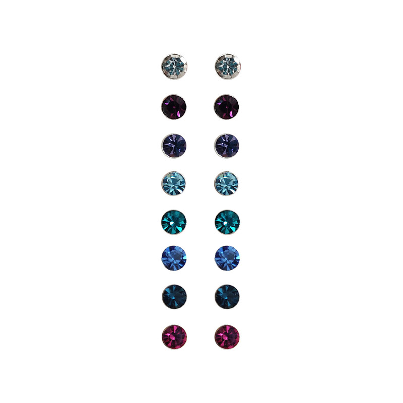 گوشواره زنانه اکسسورایز مدل نگین مجموعه 8 عددی