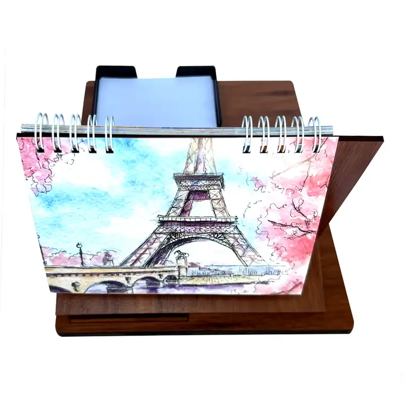 تقویم رومیزی سال 1403 مدل یادداشت دار طرح پایه چوبی