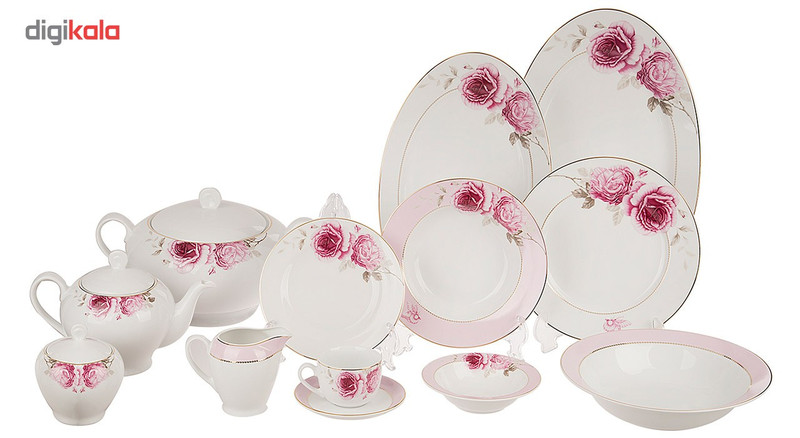 سرویس 102 پارچه چینی زرین ایران سری ایتالیا اف مدل Rose Flower درجه عالی سرویس 102 پارچه چینی زرین ایران سری ایتالیا اف مدل Rose Flower درجه عالی