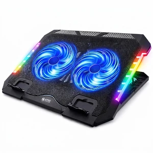 پایه خنک کننده لپ تاپ گیمینگ لوتوس مدل gf219-rgb دارای دو عدد فن مناسب برای لپ تاپ های 13 تا 16 اینچی