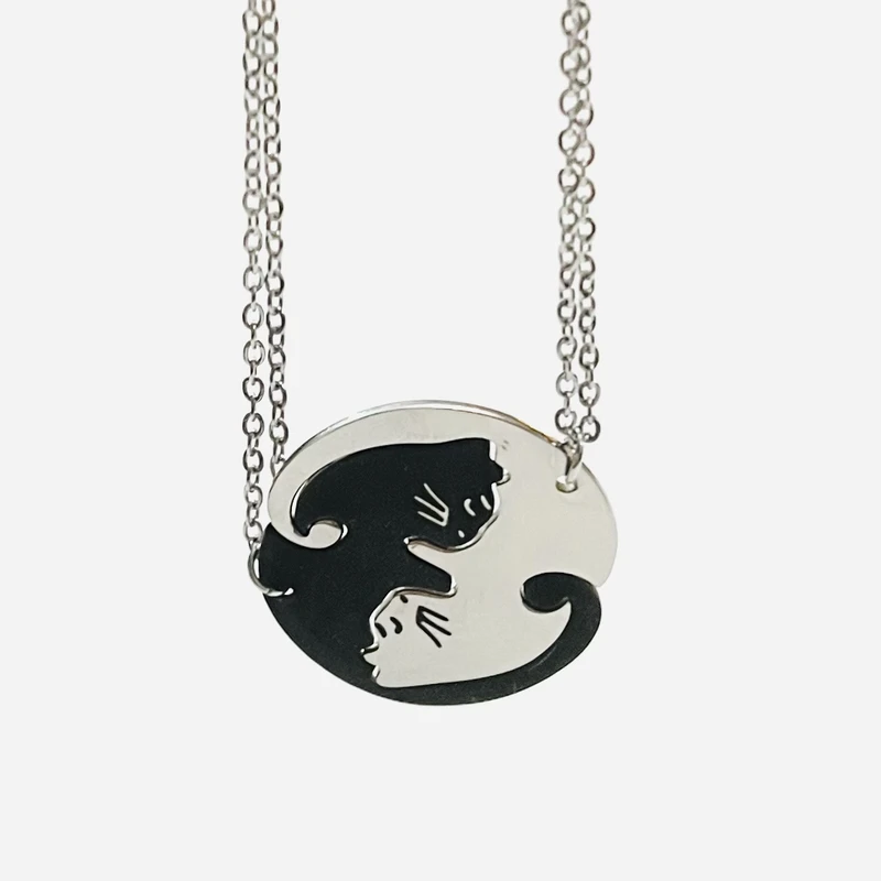 گردنبند زنانه مدل گربه یین یانگ مجموعه دو عددی