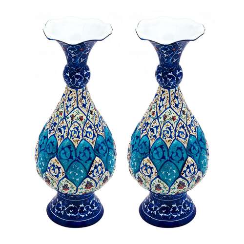 گلدان میناکاری مدل صراحی کد 393-12-102 مجموعه 2 عددی