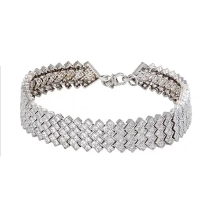 دستبند نقره زنانه بازرگانی میلادی مدل فانتزی کد DP_490