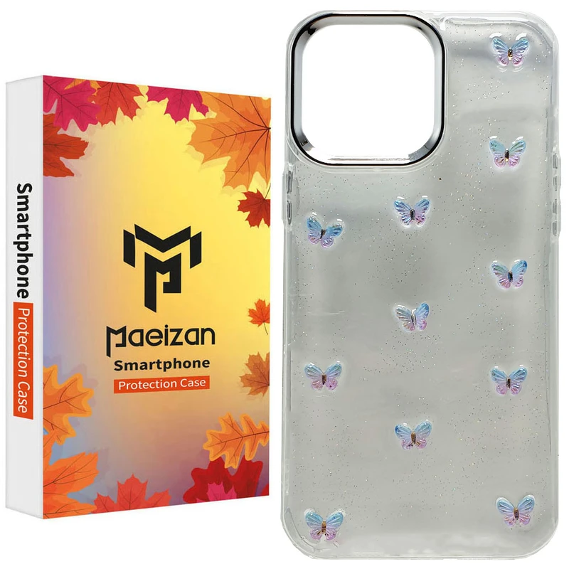 کاور پاییزان مدل پروانه شاینی طرح لاکچری مناسب برای گوشی موبایل اپل IPhone 16