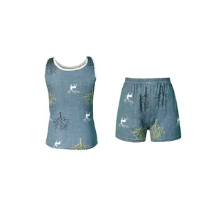 ست تاپ و شلوارک زنانه مدل گیاهی 02