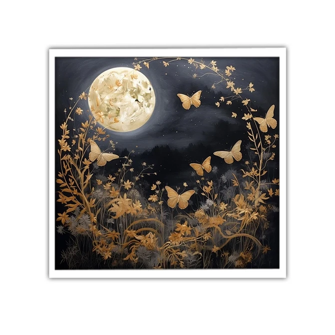 تابلو نوری بکلیت طرح دکوراتیو ماه و پروانه مدل W-MID-18956