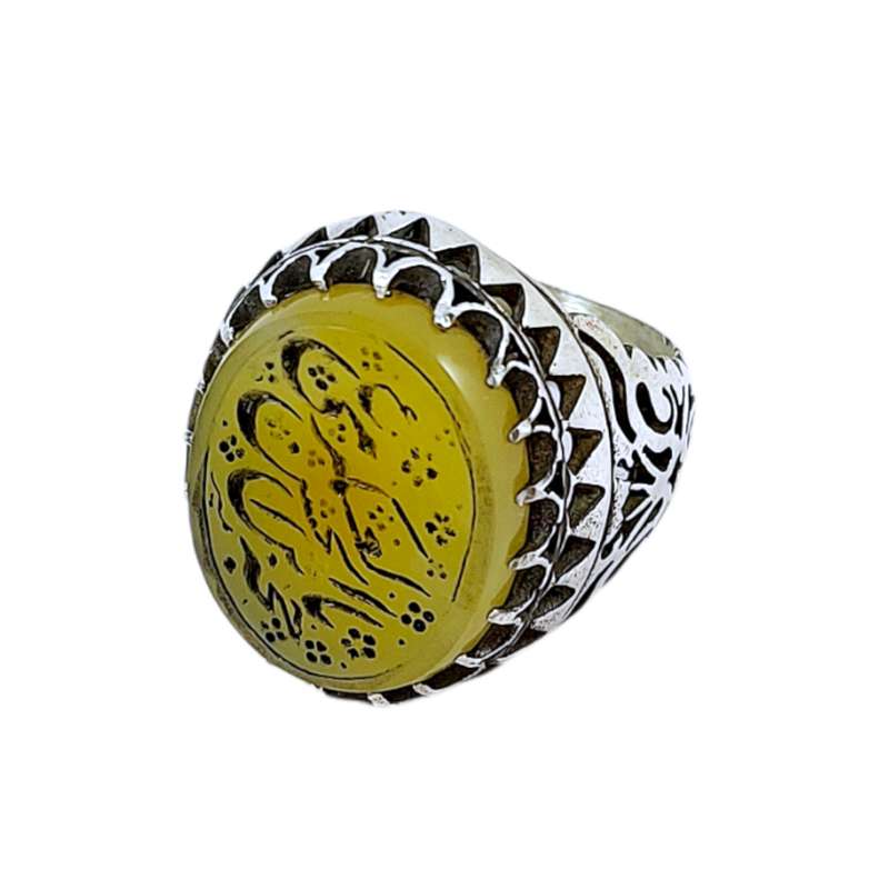 انگشتر نقره مردانه مدل عقیق حکاکی یا حجه ابن الحسن العسگری