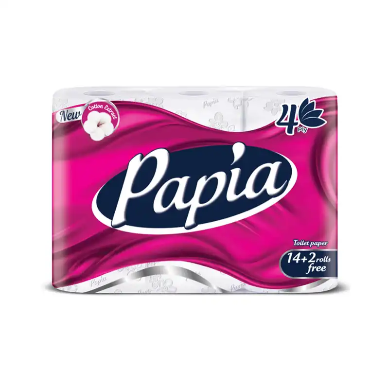 دستمال توالت پاپیا مدل چهار لایه رولی بسته 16 عددی