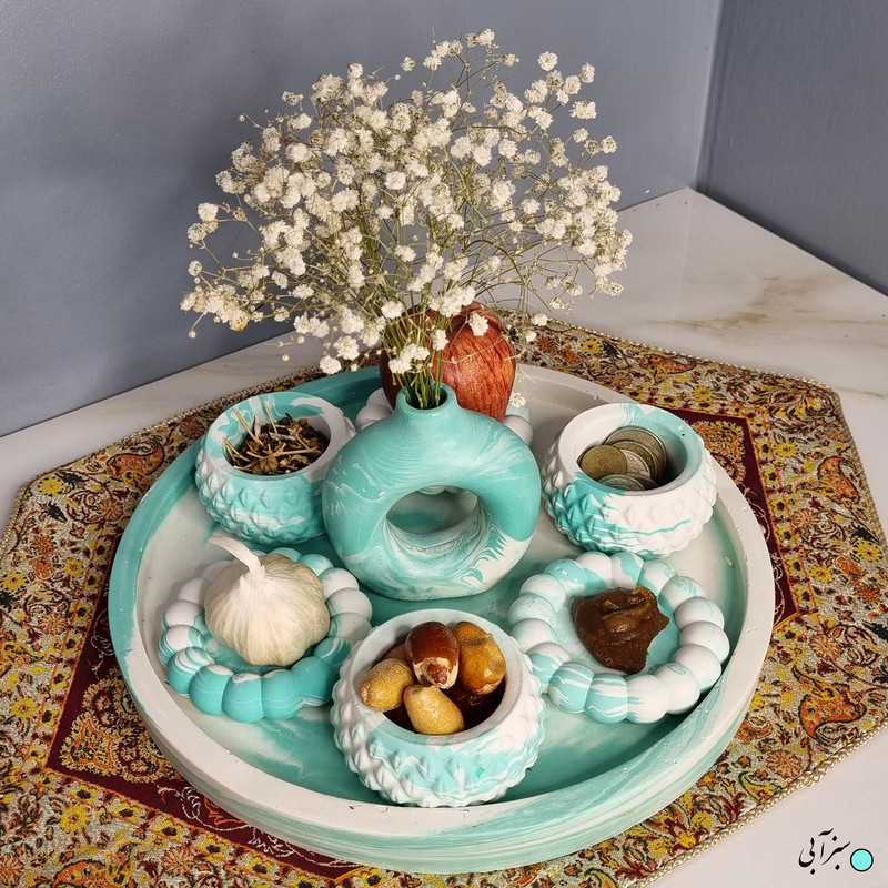 مجموعه ظروف هفت سین 8 پارچه طرح سنگ مدل هلنا
