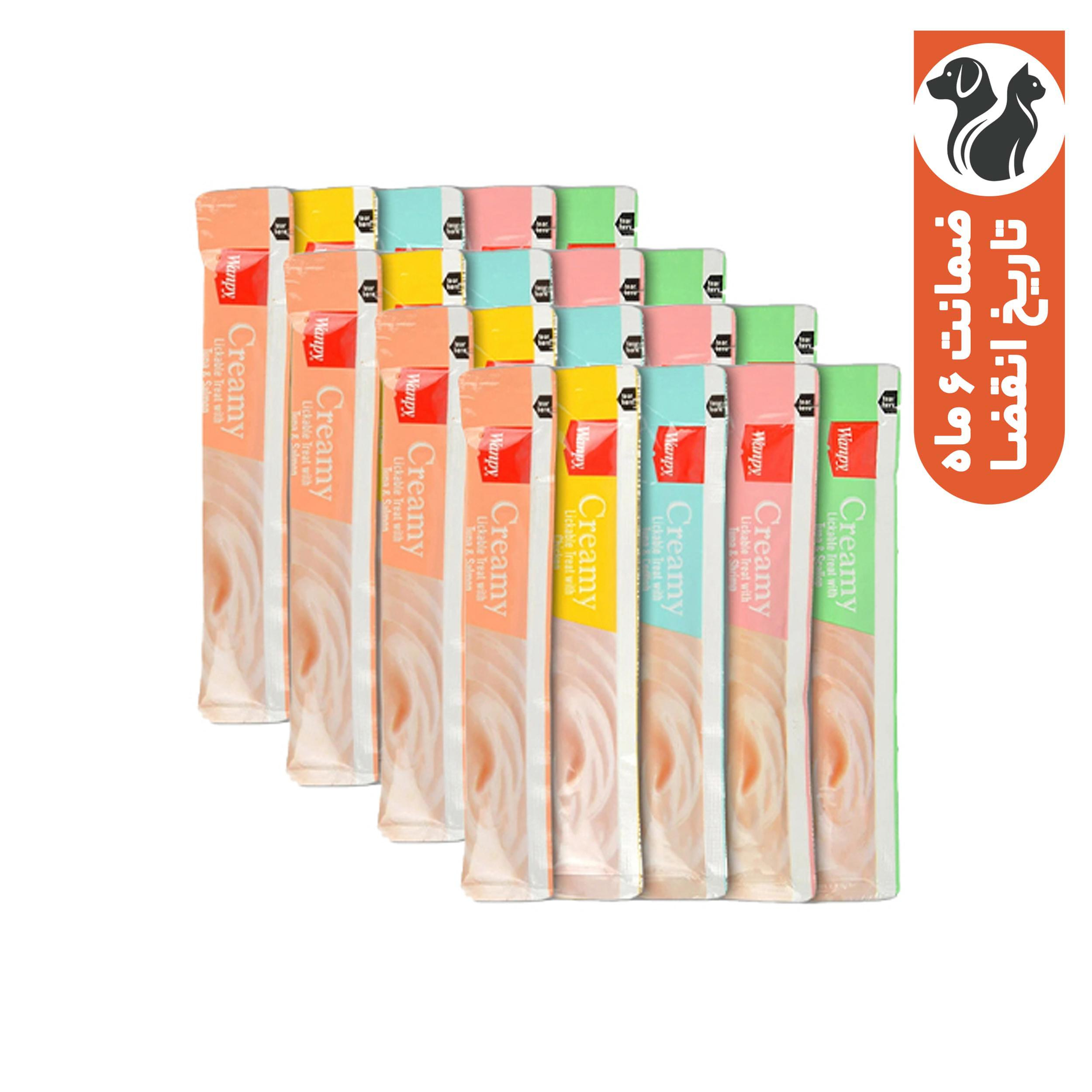 تشویقی گربه ونپی مدل 5 طعم مالتی میکس وزن 280 گرم بسته 20 عددی