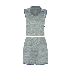 ست تاپ و شلوارک ورزشی زنانه پاتیک مدل یقه دار 18850