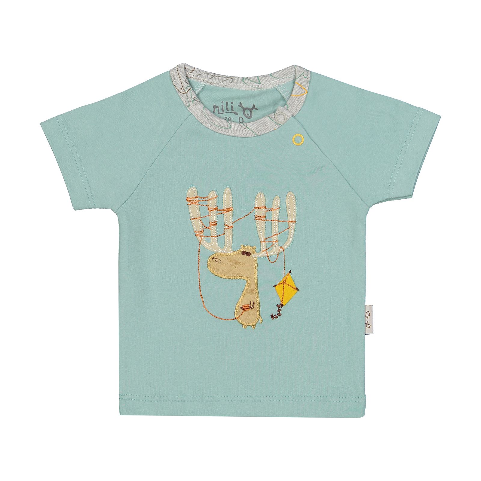 تی شرت آستین کوتاه نوزادی نیلی مدل deer83140