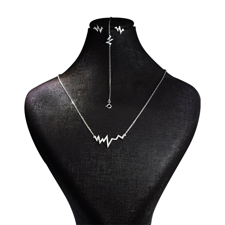 نیم ست نقره زنانه مدل ضربان A900