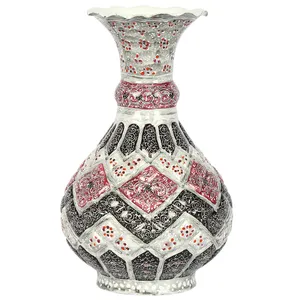گلدان مسی مینا کاری گالری گوهران مدل گلبهی طوسی - 4