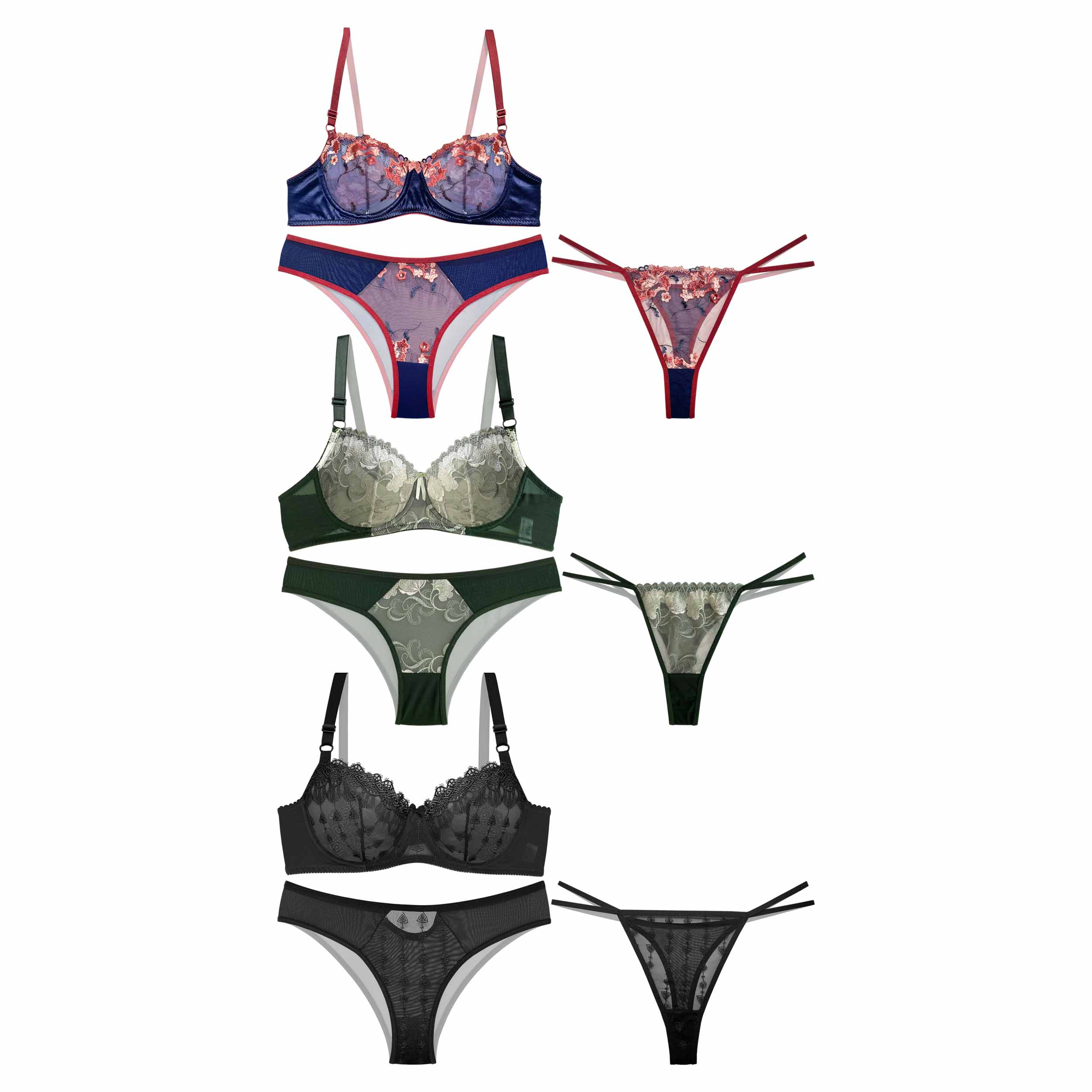 ست شورت و سوتین زنانه نوشه پوش مدل کد 13-12-07-409 مجموعه 6 عددی