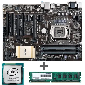 مادربرد ایسوس مدل B85-PLUS/USB 3.1 به همراه پردازنده اینتل مدل G3260 و رم DDR3 1600MHZ پاتریوت با ظرفیت 4 گیگابایت