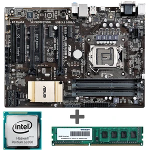 مادربرد ایسوس مدل B85-PLUS/USB 3.1 به همراه پردازنده اینتل مدل G3260 و رم DDR3 1600MHZ پاتریوت با ظرفیت 4 گیگابایت