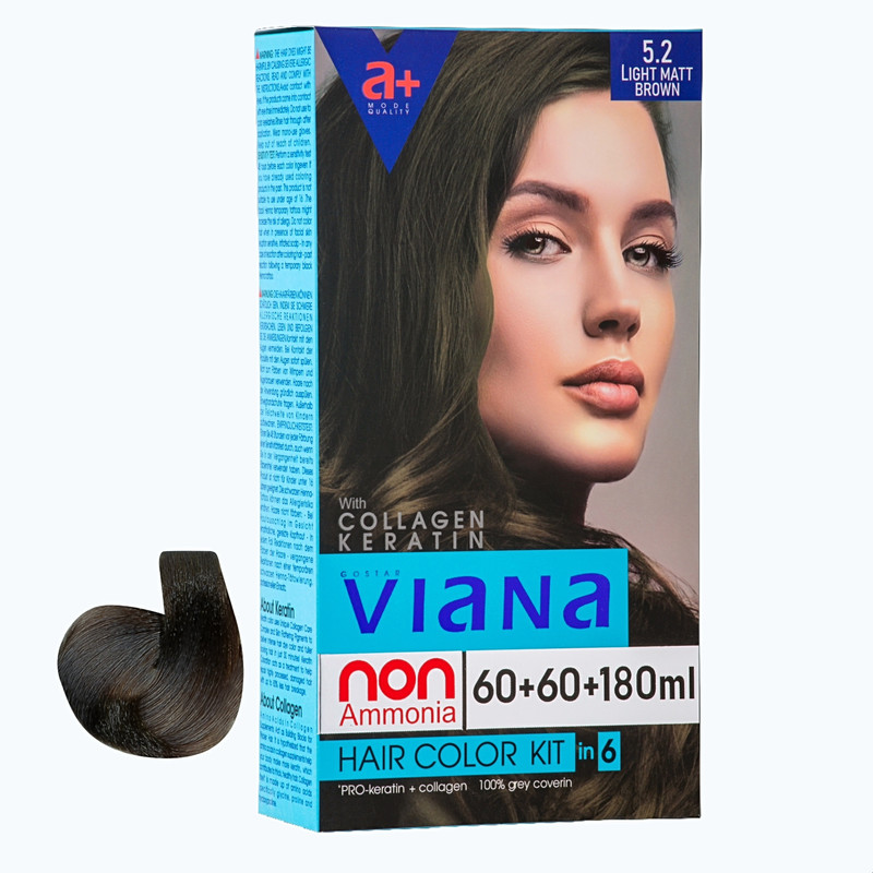 کیت رنگ مو ویانا شماره 5.2 حجم 120 میلی لیتر رنگ قهوه ای زیتونی روشن