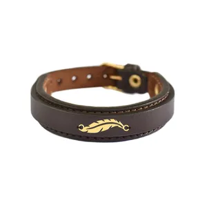 دستبند طلا 18 عیار مردانه فرشته طرح پر کد UBCHL0010-0017