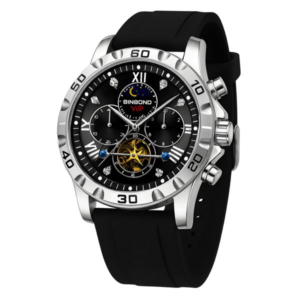 ساعت مچی عقربه‌ای کوارتز مردانه بین باند مدل اسپرت سه موتور فعال کرنوگراف بند پیو کد ۳