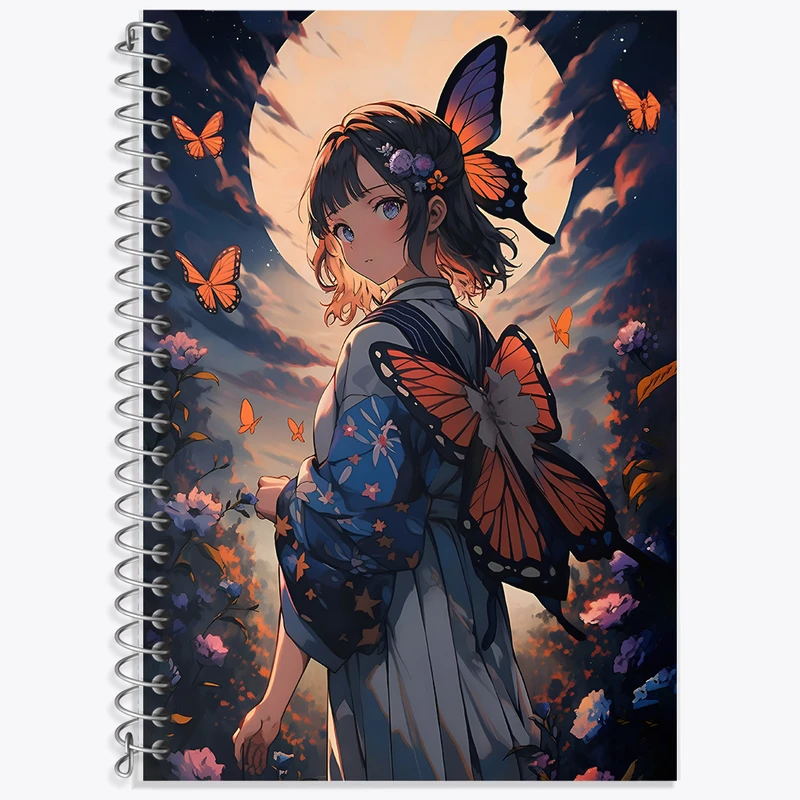 دفتر زبان 50 برگ خندالو مدل سه خط طرح دختر انیمه ای کد F6998