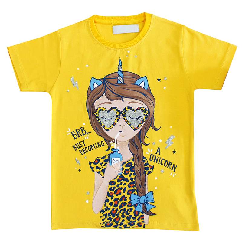 تی شرت آستین کوتاه دخترانه مدل تکشاخ