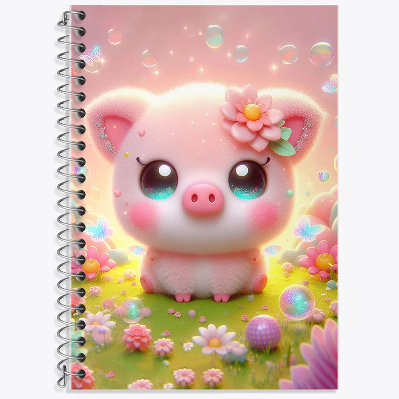 دفتر زبان 50 برگ خندالو مدل سه خط طرح خوک کیوت کد F5472