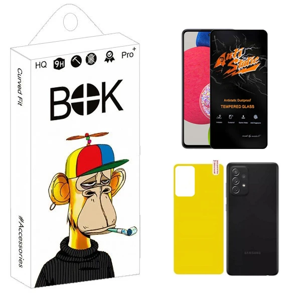 محافظ صفحه نمایش بوک مدل Carbon Antistatic مناسب برای گوشی موبایل سامسونگ Galaxy A52 / A53 5G به همراه محافظ پشت گوشی