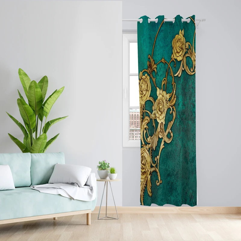 پرده طرح گل مدل مخمل پانچی کد 2640 z سایز 140x200 سانتی متر