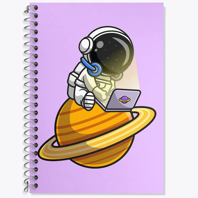 دفتر زبان 50 برگ خندالو مدل دو خط طرح فضانورد کد 25093