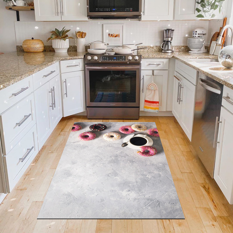 فرش پارچه ای مدل آشپزخانه طرح دونات کد 6022