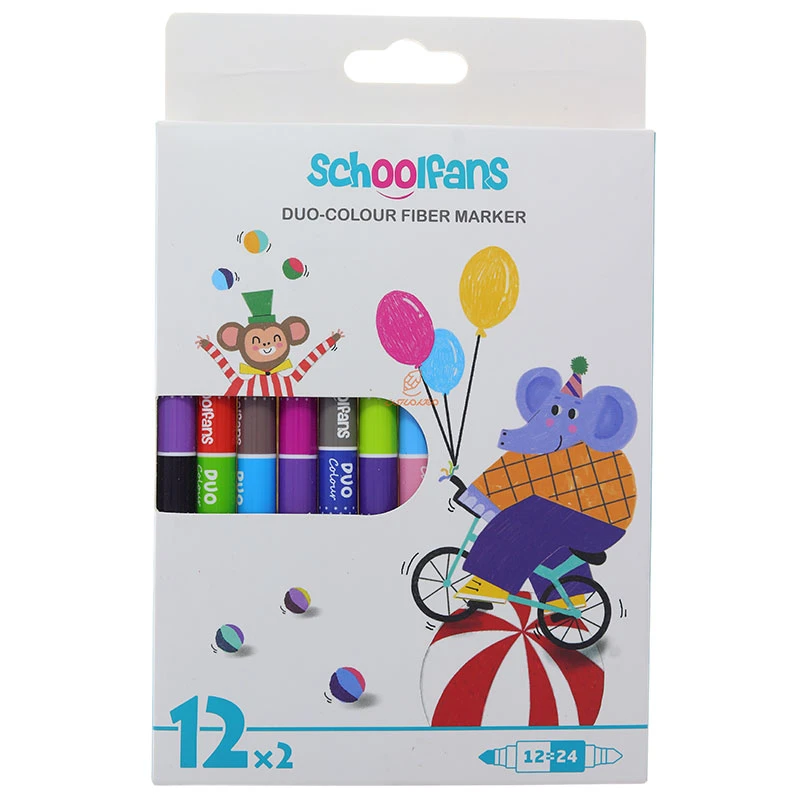 ماژیک رنگ آمیزی 12رنگ اسکول فنس مدل دو سر کد 175073