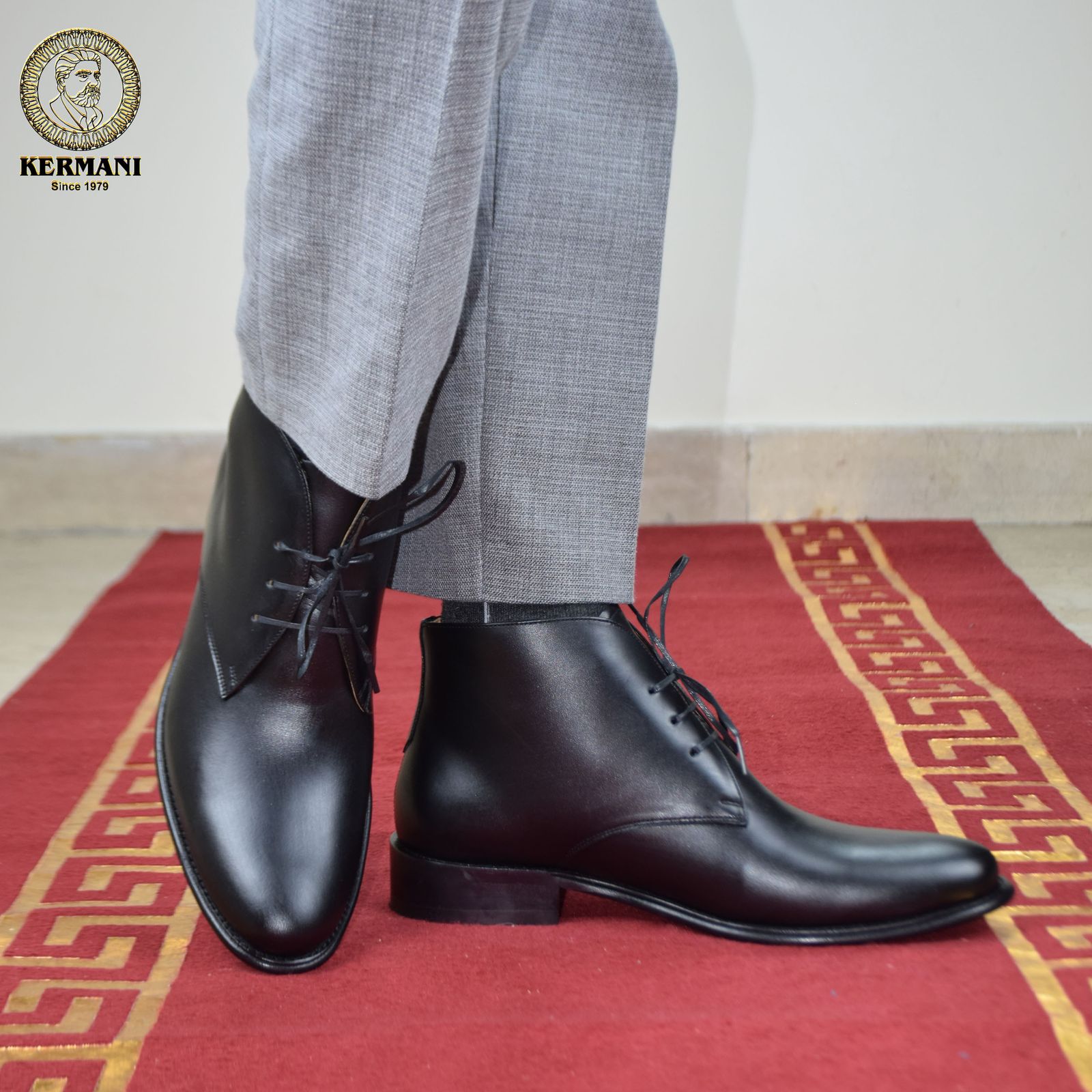 نیم بوت مردانه کرمانی مدل چرم دستدوز طبیعی کد 656 رنگ مشکی -  - 4