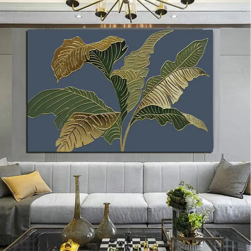 تابلو نقاشی ورق طلا مدل برگ موز دکوراتیو نقش برجسته کد a188