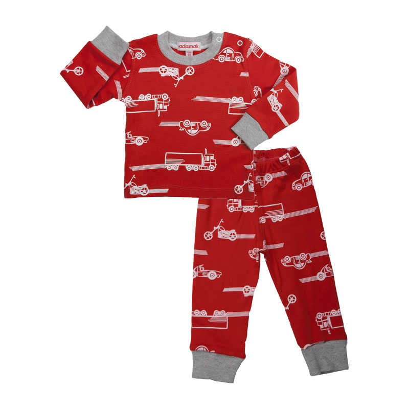 ست تی شرت استین بلند و شلوار نوزادی آدمک مدل 2158 کد 118332 رنگ قرمز