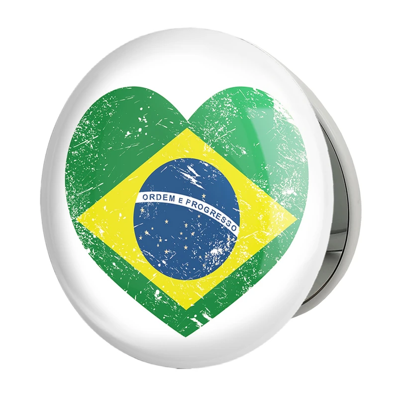 آینه جیبی خندالو طرح پرچم برزیل مدل تاشو کد 20690 