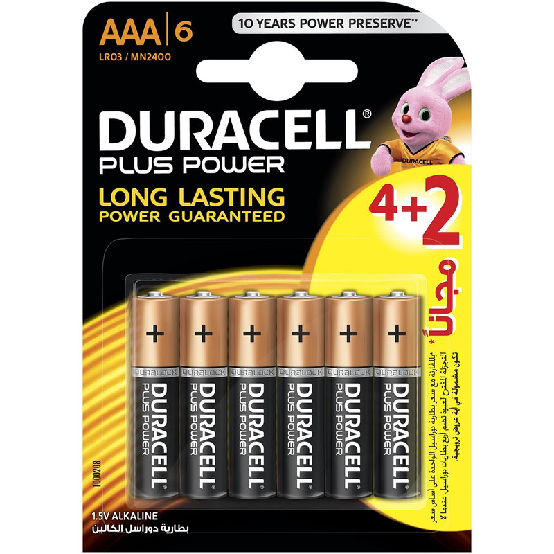 باتری نیم قلمی دوراسل مدل Plus Power Duralock بسته 4 + 2 عددی