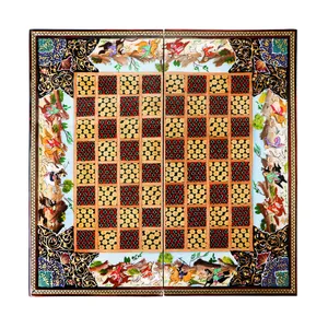 صفحه شطرنج خاتم کاری مدل نقاشی و تذهیب طرح چوگان کد LQ30Blk