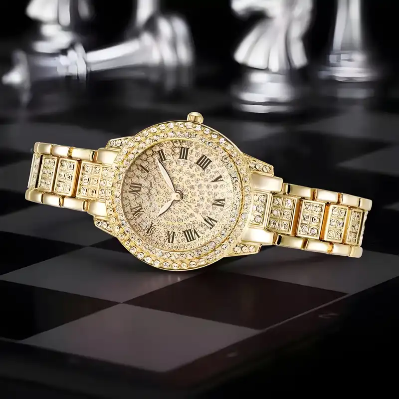 ساعت مچی عقربه ای زنانه مدل دور نگین کد 01